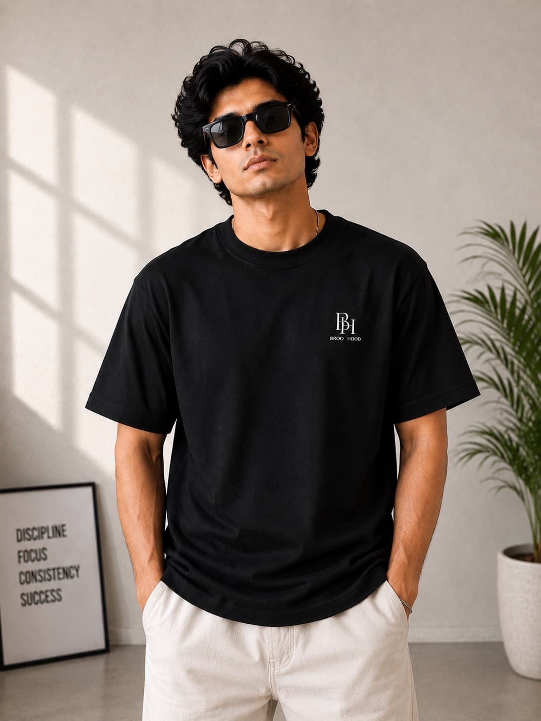 Oversized Plain T-Shirt — Black